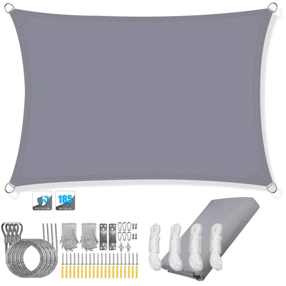 Wasserdichtes rechteckiges Sonnensegel mit UV-Schutz und Montagesatz – ShadeGuard
