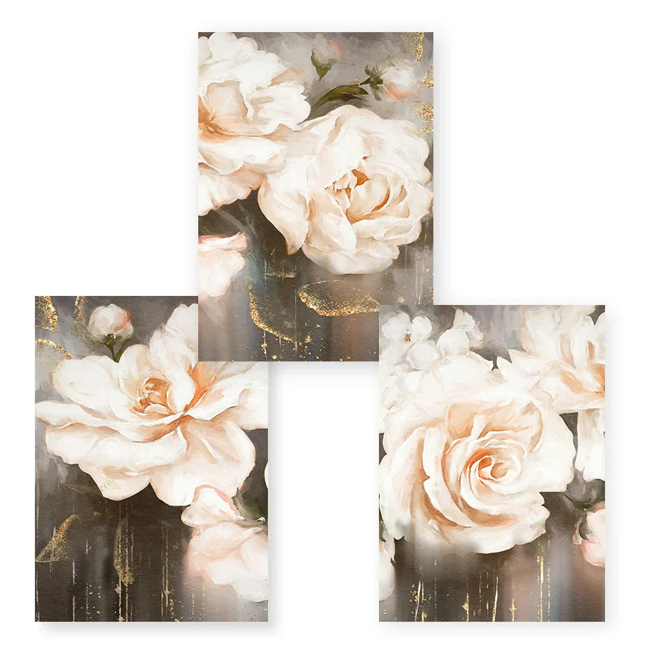 Rosa Beige Blüten Große Florale Wandkunst Feine Kunst Leinwanddrucke Elegante Abstrakte Botanische Bilder Für Wohnzimmer Schlafzimmer Kunst Dekor | Brehn