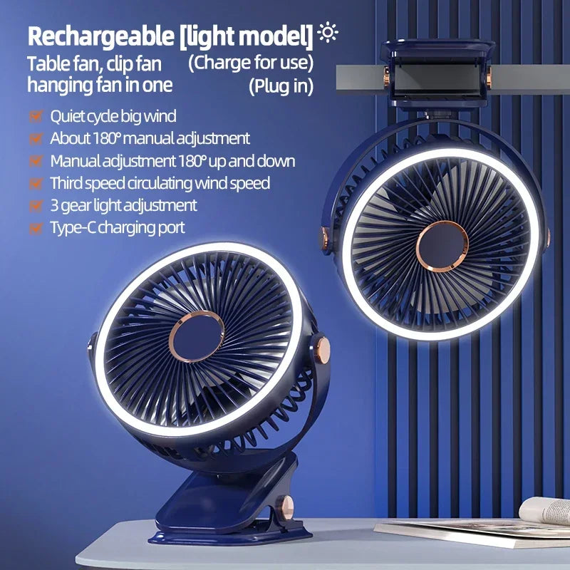 Multi-Winkel Outdoor Clip-On Wiederaufladbarer Kühlventilator | Brehn