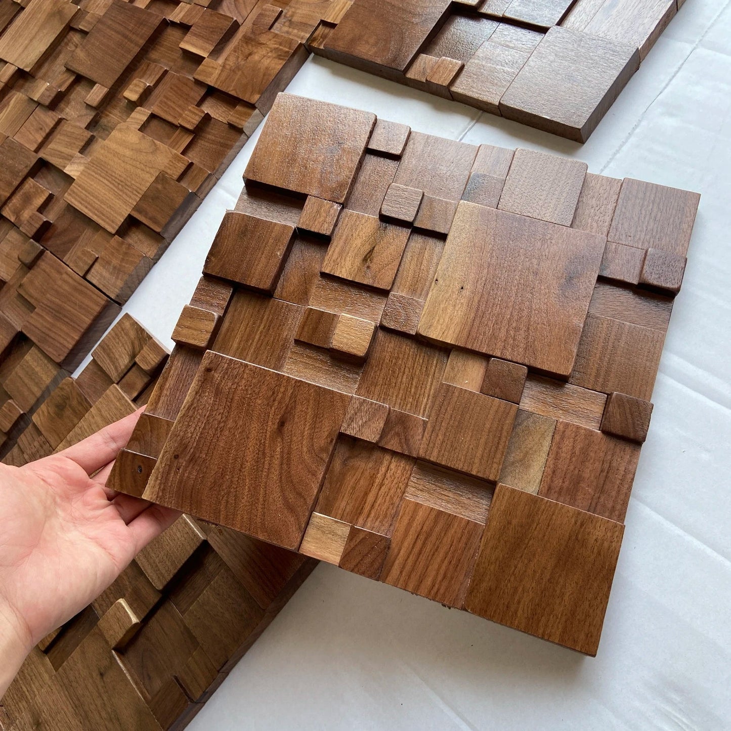 Brehn | Mosaikwandpaneele Massivholz und schallabsorbierende Dekoration