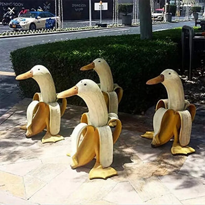 Bananenenten-Dekofigur – Verspielte Harzdekoration für drinnen und draußen