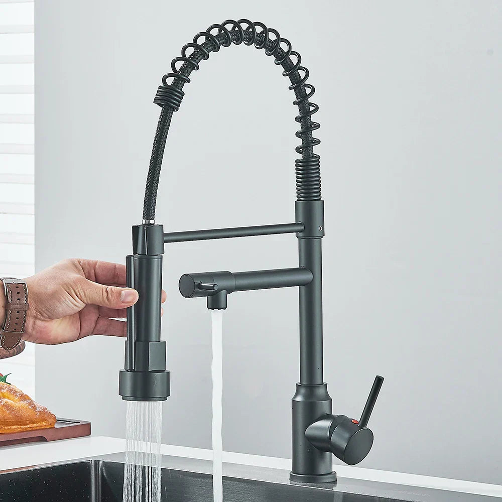 Wasserhahn mit Doppeltem Auslauf – Hochwertiger Wasserhahn für Flexibles Spülen, Schwenkbar, Ideal für Moderne Küchen, Leicht zu Reinigen und Einfache Montage | Brehn