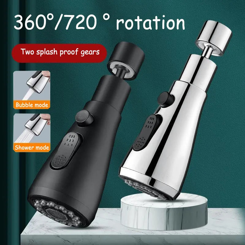 HydroFlex360 – Multifunktionaler 360°/720° Drehbarer Küchenhahn-Aufsatz mit 3 Strahlarten | Brehn