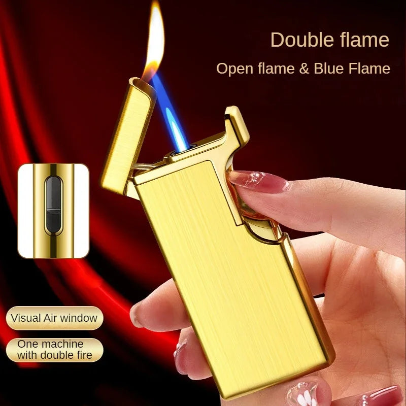 Metall Double Fire Jet Butan Feuerzeug | Brehn