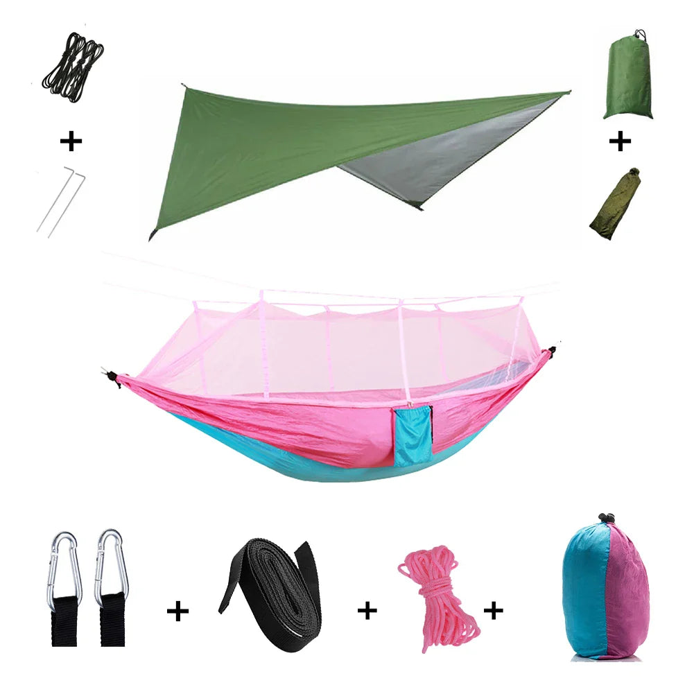 Brehn | Trekviva Camping-Hängematte | Integriertes Moskitonetz & Regendach | Ultraleicht & Reißfest | 3-in-1 Outdoor Lösung