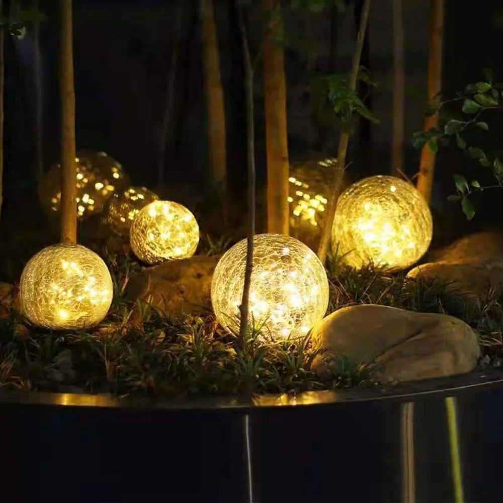 LED Gartenleuchten in Crackle-Glas Optik – Solar Kugellampen für Außenbereich und Dekoration | Brehn