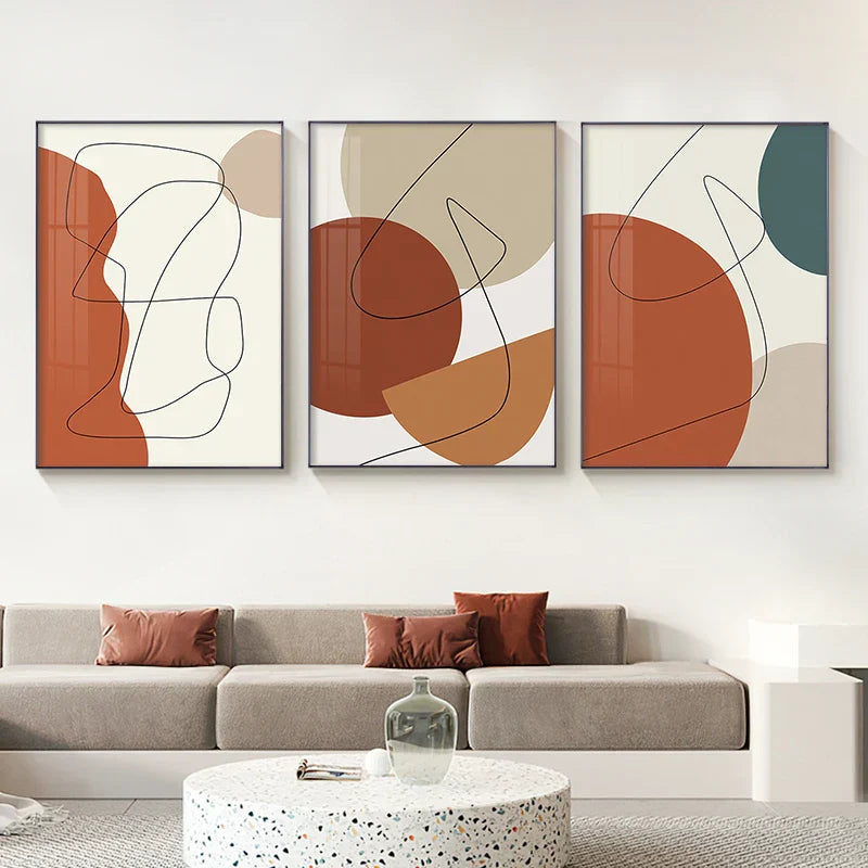 Moderne abstrakte erdige Töne geometrische Wandkunst Fine Art Leinwanddrucke Bilder für Wohnzimmer Esszimmer zeitgenössische Wohnkultur | Brehn