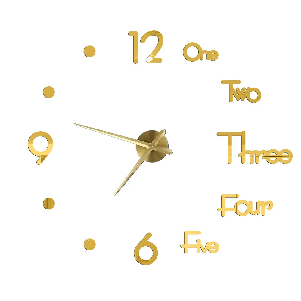 Große Wanduhr DIY 3D Selbstkleber Spiegel Acryl Wanduhr für Küche Esszimmer Wohnzimmer Kreative Wohnkultur | Brehn