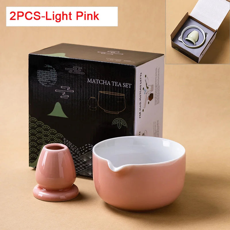 Variant image for Traditionelle Japanische Matcha-Schüssel mit Ausguss und Whiskhalter – Keramik Teezeremonie Set in Elegantem Farbverlauf-2