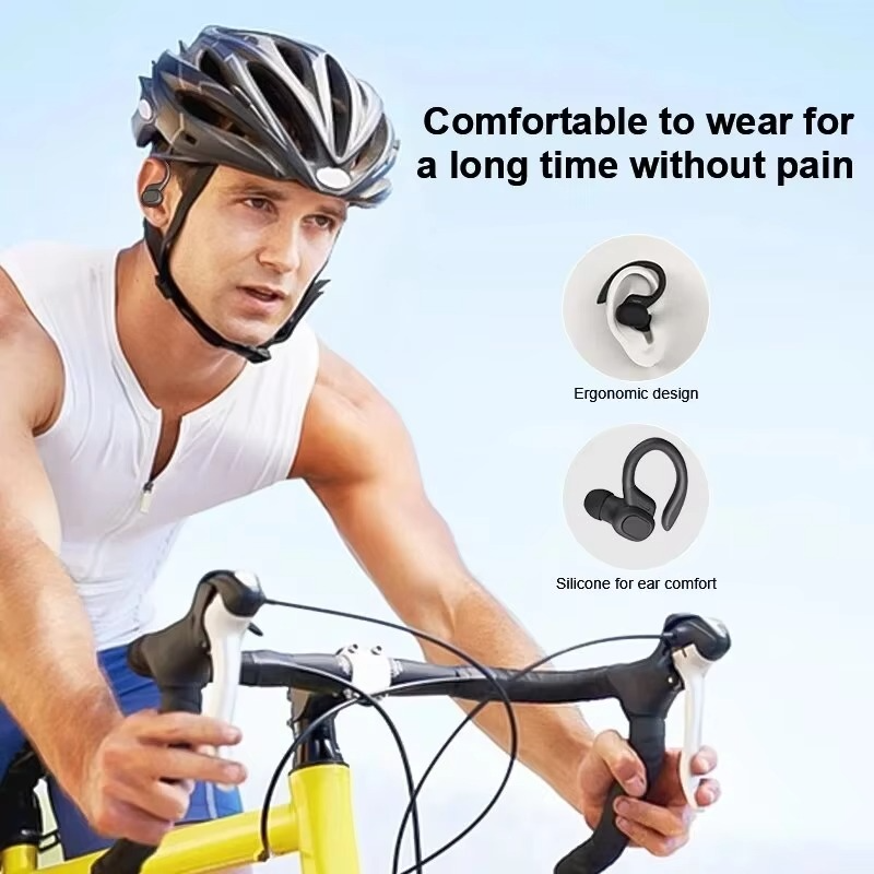 SP16 True Wireless Ohrhörer mit Ohrbügeln, wasserdichte Sportkopfhörer mit Mikrofon und HiFi-Stereo-Sound