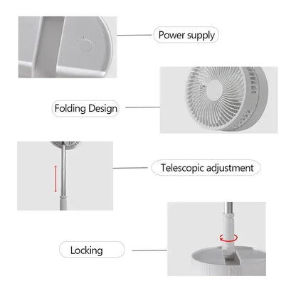 7200mAh USB wiederaufladbarer tragbarer faltbarer Ventilator Boden leiser Ventilator für Outdoor-Heim drahtloser Ventilator 4 Geschwindigkeiten Camping tragbarer Ventilator | Brehn