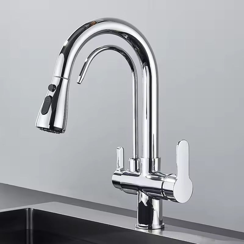 Matte Schwarze Filterarmatur für die Küche, Pull-Out Spray, 360° Rotation, Drei-Wege-Wasserfilterhahn, Spültischmischer | Brehn