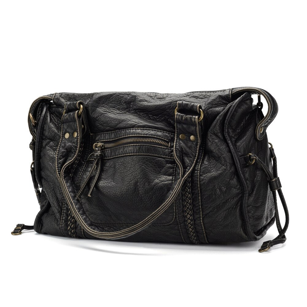 Luxus schwarze Lederhandtasche