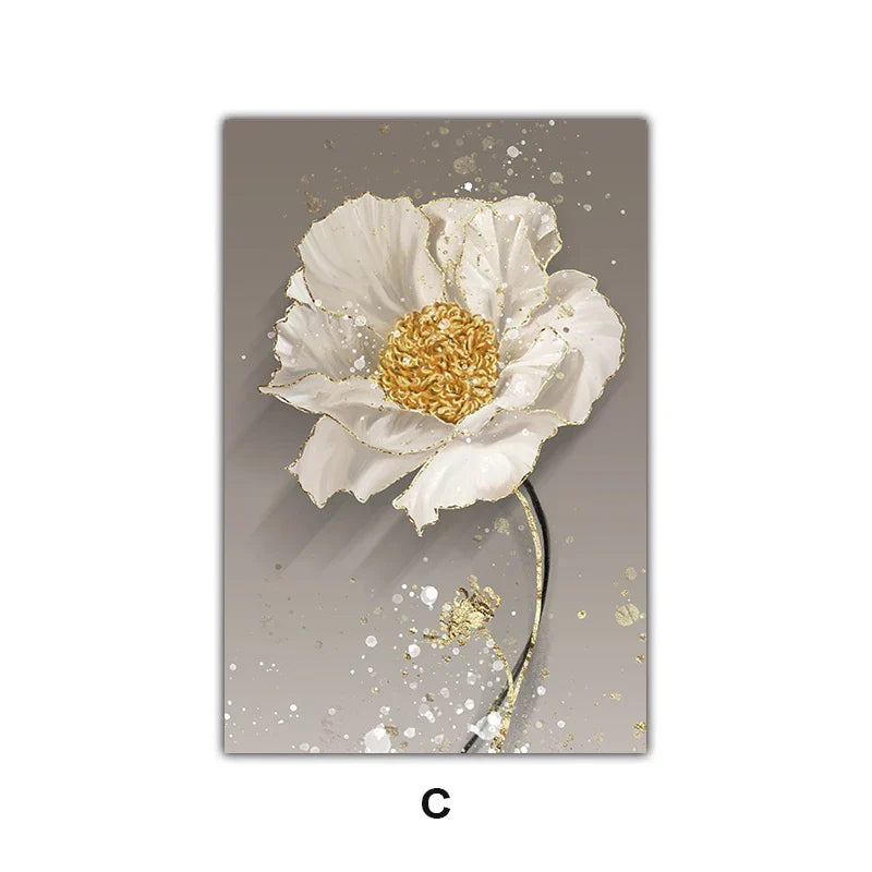 Moderne abstrakte Farbkleks Blumenwandkunst Fine Art Leinwanddrucke Poster elegante botanische Bilder für Wohnzimmer Dekor | Brehn