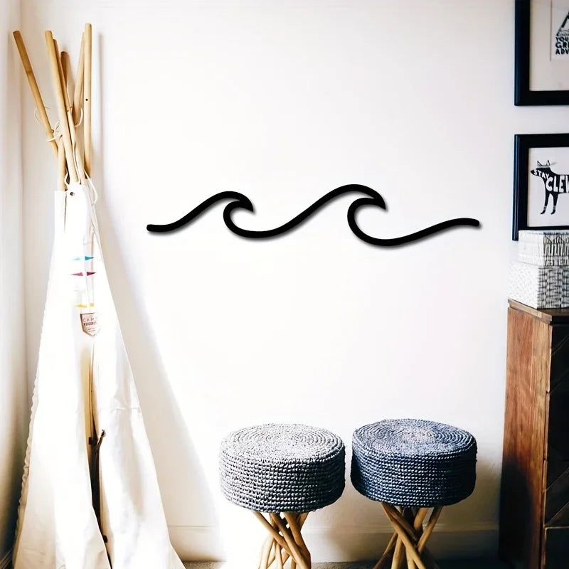 Minimalistische Metall-Ozeanwellenkunst 3D-Wanddekoration für Wohnzimmer Schlafzimmer modernes Wohndesign | Brehn