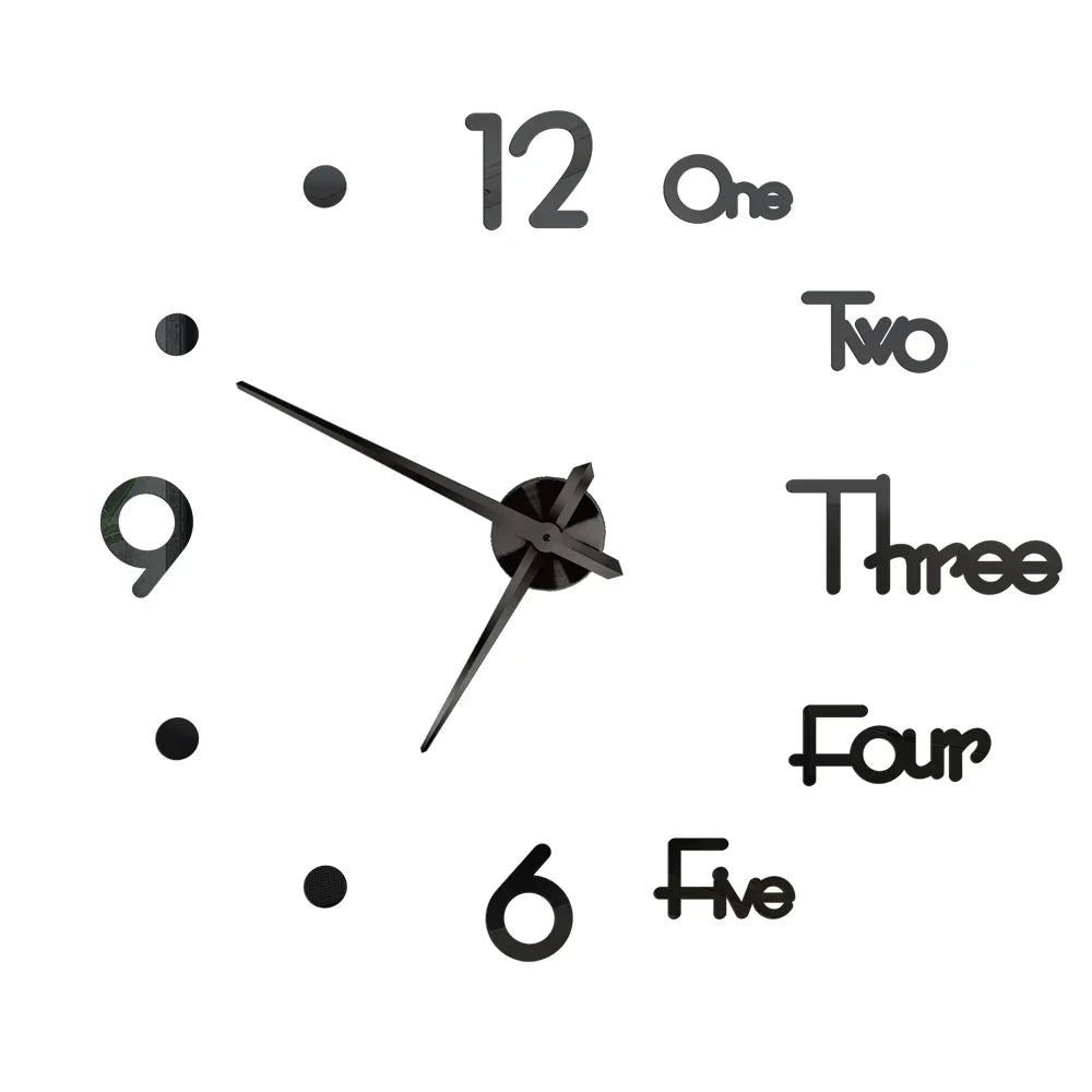 Große Wanduhr DIY 3D Selbstkleber Spiegel Acryl Wanduhr für Küche Esszimmer Wohnzimmer Kreative Wohnkultur | Brehn