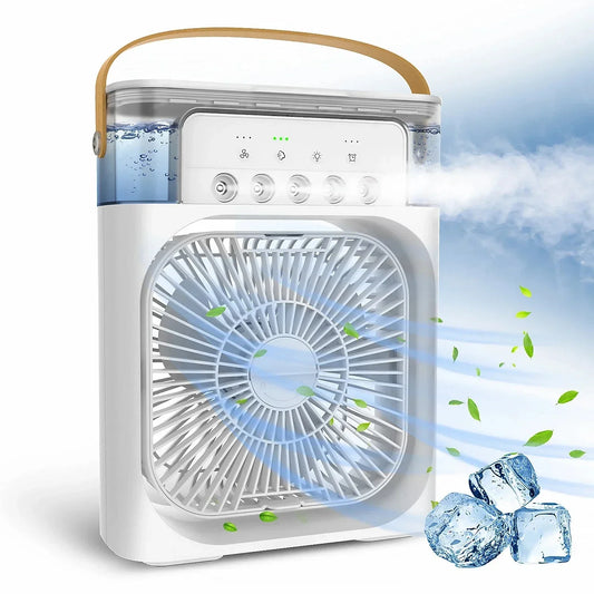 Tragbarer USB-Elektroventilator mit LED-Nachtlicht und Wassernebel - 3-in-1-Luftbefeuchter für Zuhause | Brehn