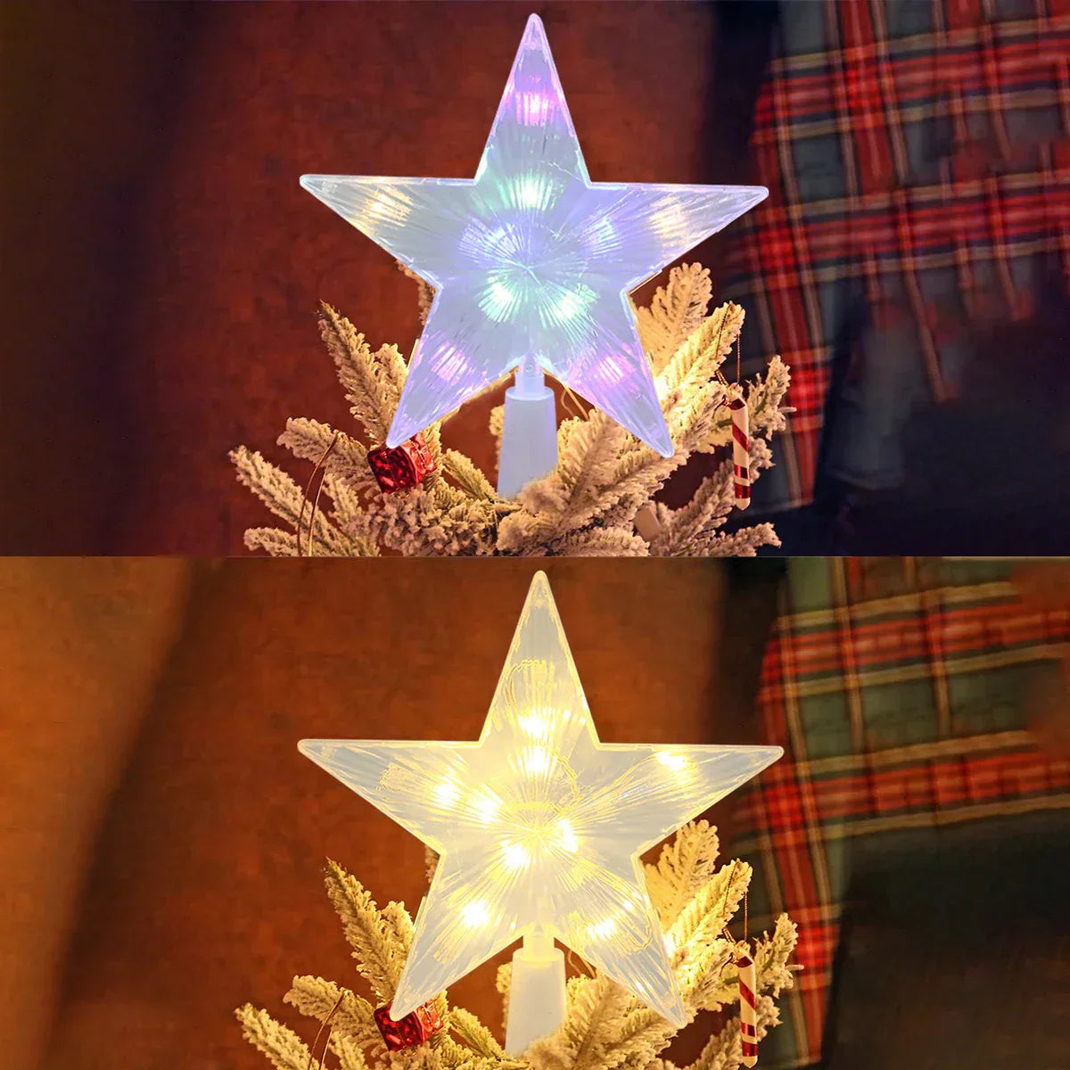 Leuchtender Weihnachtsstern – LED Beleuchtete Baumspitze für Weihnachtsbaum, Funkelnder Christbaumschmuck für festliche Beleuchtung und elegante Deko | Brehn