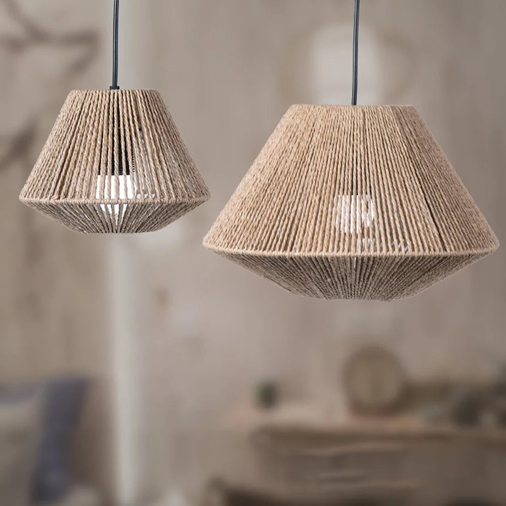 Brehn | Rattan Pendelleuchte - Elegante Rattan Pendelleuchte mit geometrischem Design für stimmungsvolle Beleuchtung