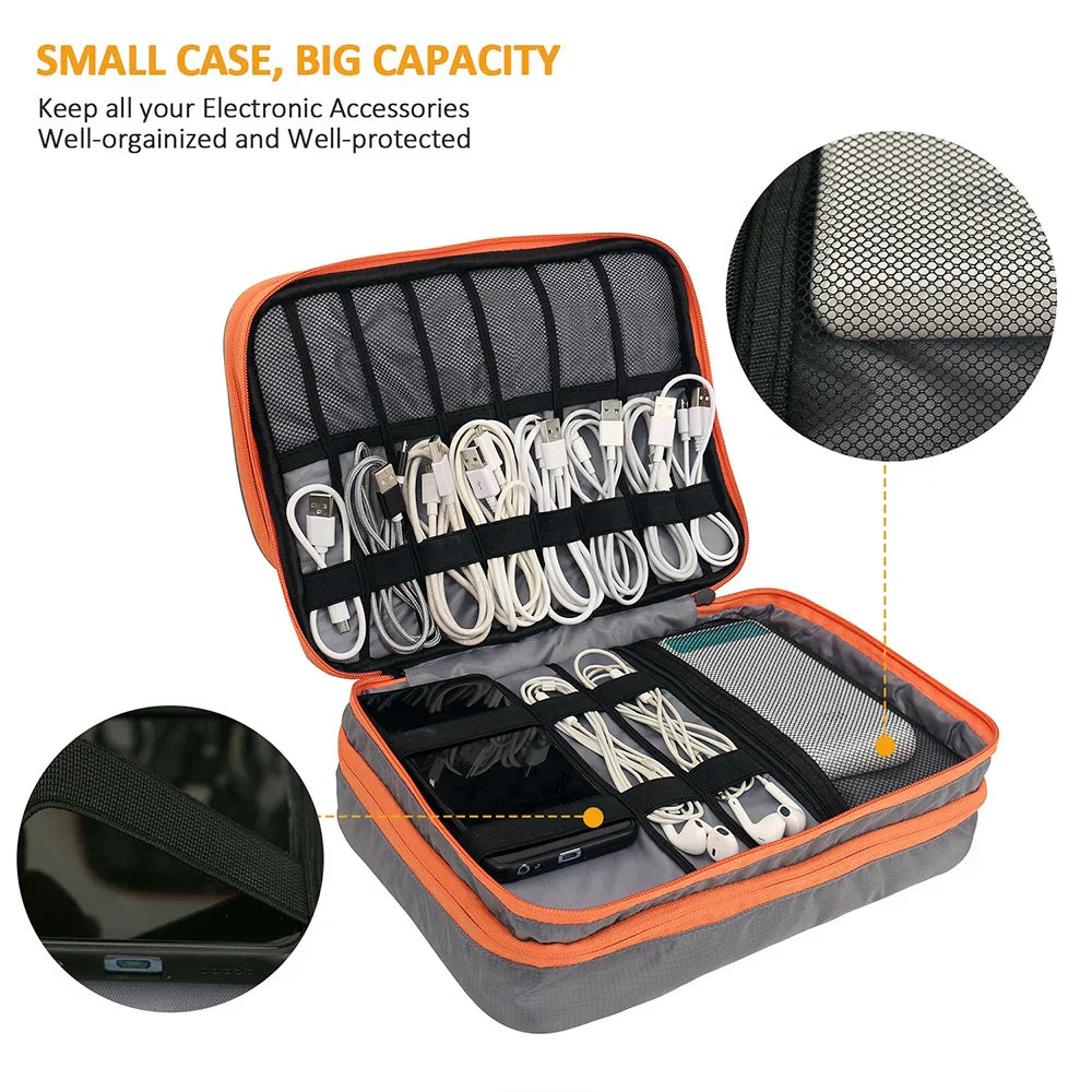 Brehn | Elektronik Organizer TECHNIVO LayerPro | 3-Schichten Kabeltasche | Wasserdicht & Großes Volumen | Für iPad, Ladegeräte & Zubehör