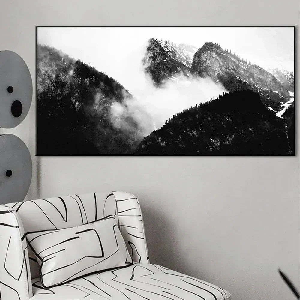 Nordlandschaften Wald Berg Wildnis Wandkunst Fine Art Leinwanddrucke Schwarz Weiß Poster Für Wohnzimmer Moderne Büros Dekor | Brehn