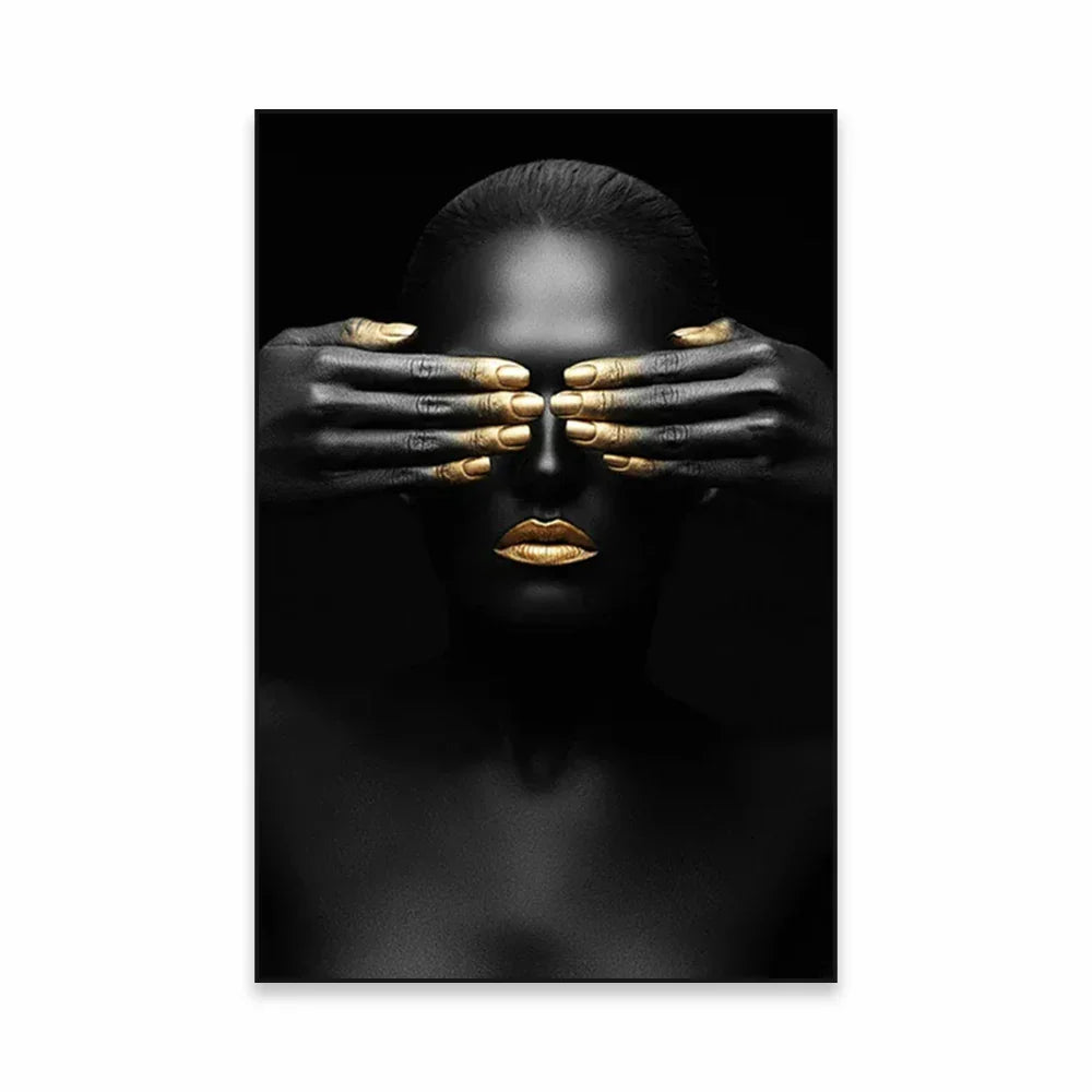 Golden Girl Fashion Wandkunst Fine Art Leinwanddrucke Moderne Abstrakte Porträtbilder Für Wohnzimmer Schlafzimmer Boutique Salon Kunstdekoration | Brehn
