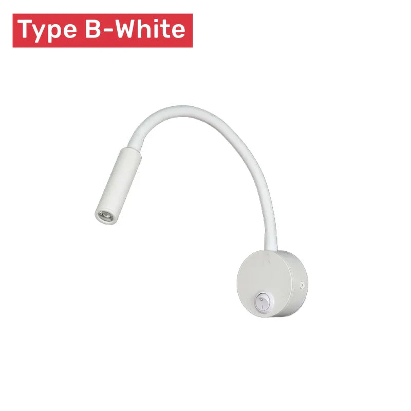 Brehn | Moderne Flexible LED-Lese-Wandlampe mit Schalter für Schlafzimmer und Studium - 1W/3W
