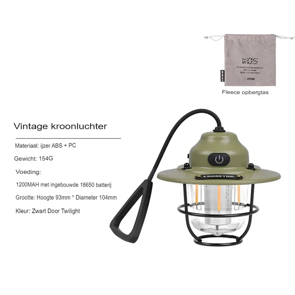 Brehn | Retro wiederaufladbare LED Campinglaterne - NostalgiaGlow