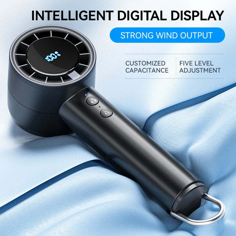 Stiller Hochgeschwindigkeits-USB-Handventilator – Tragbarer kleiner Ventilator mit LED-Display, hoher Windkraft und Kühlschrankfunktion | Brehn