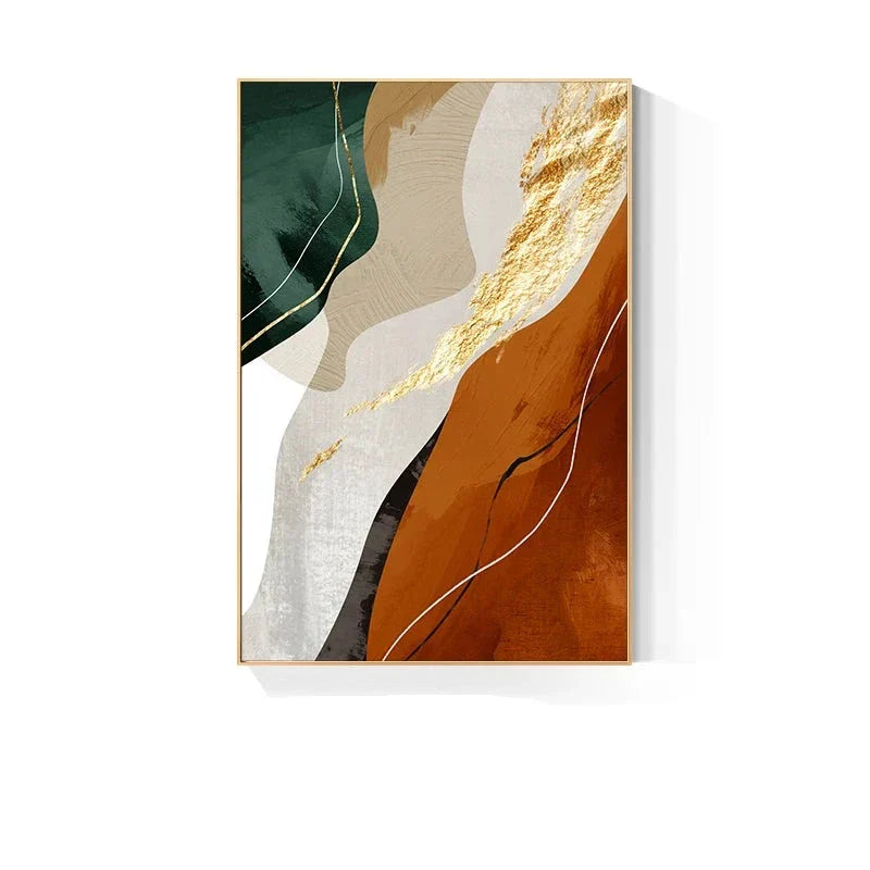 Erdige Farben Nordisch Abstrakte Geometrische Wandkunst Fein Kunst Leinwand Drucke Grün Braun Beige Orange Bilder Für Wohnzimmer Esszimmer Dekor | Brehn