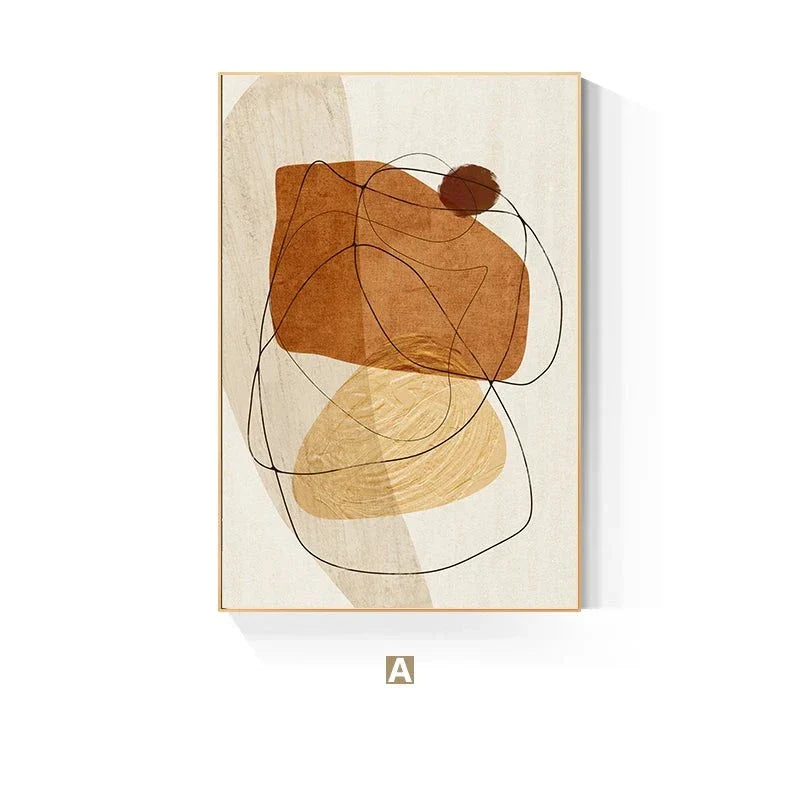 Skandinavische abstrakte Form Linien & Formen Wandkunst Fine Art Leinwanddrucke Neutrales Farbschema Bilder für moderne Wohnzimmerdekoration | Brehn