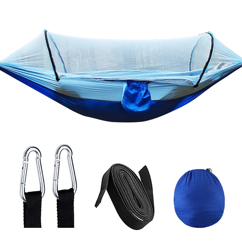 OutdoorRelax Hängematte mit Moskitonetz und Schnellverschluss – 200 kg Tragfähigkeit | Brehn