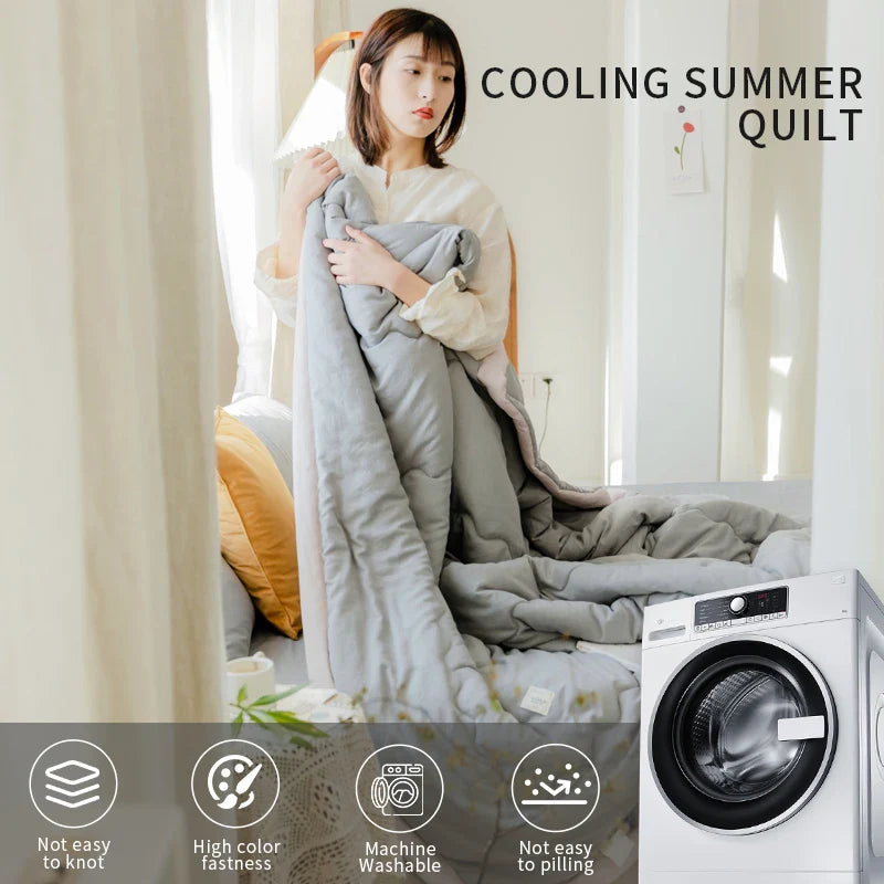 2024 Japanische Baumwolle-Polyester Sommerdecke – Leicht, Waschbar, Hautfreundliche Einfarbige Decke | Brehn