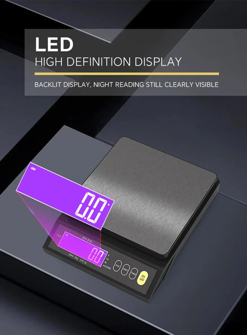 Brehn | 5 kg/0,1 g und 10 kg/1 g digitale elektronische Küchenwaage, LCD-Display, voll wasserdichtes Edelstahl-Waagetool zum Backen