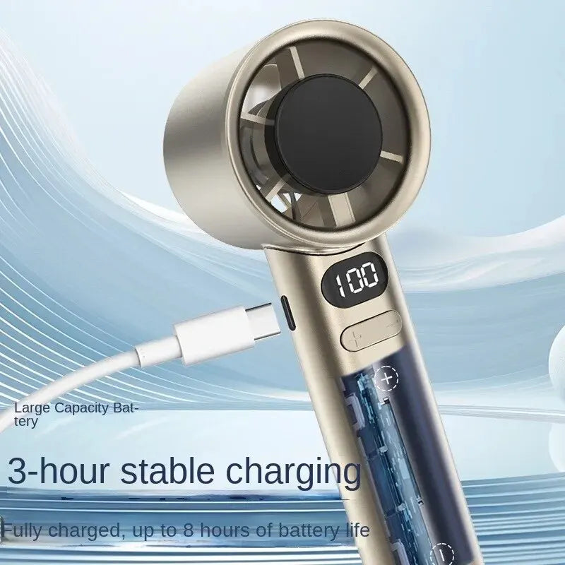 Tragbarer Mini bladeless Handventilator – USB wiederaufladbarer tragbarer persönlicher Ventilator mit 120-Geschwindigkeit Hochgeschwindigkeitsluftstrom, elektrischer Kühventilator | Brehn