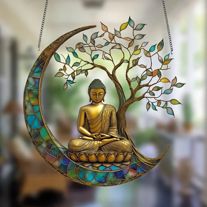 Brehn | Acryl Sonnenfänger ZenLight | 2D Buddha Dekor | Fenster- & Wohnaccessoire | Spirituelles Raumdesign