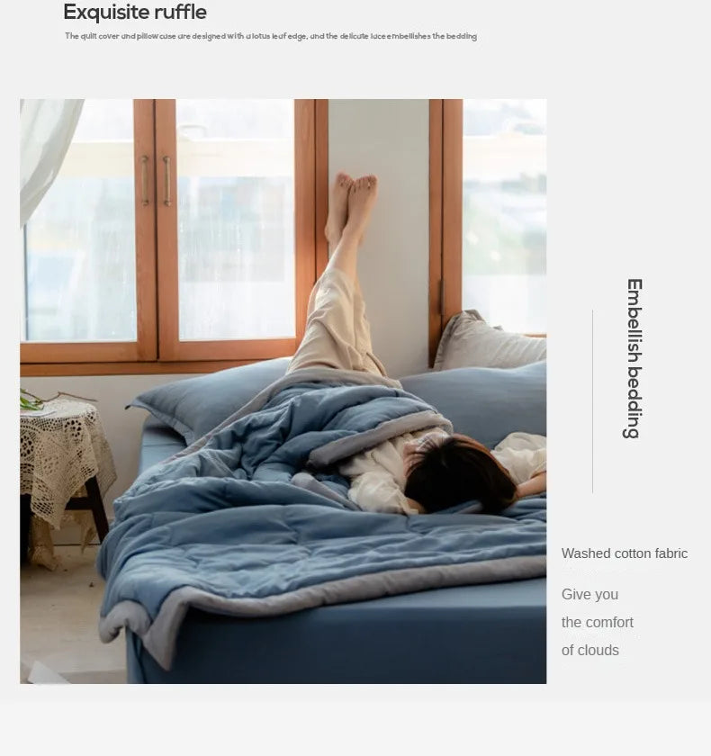 2024 Japanische Baumwolle-Polyester Sommerdecke – Leicht, Waschbar, Hautfreundliche Einfarbige Decke | Brehn