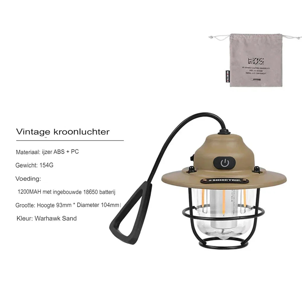Brehn | Retro wiederaufladbare LED Campinglaterne - NostalgiaGlow