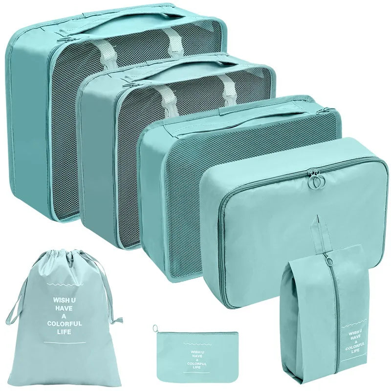 Brehn | PackWunder Reise-Organizer Set 7/8/9/10-teilig | Faltbare Koffer-Organizer | Für Kleidung, Schuhe & Accessoires