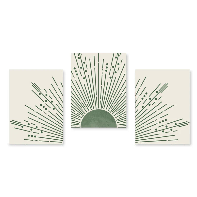 Set aus 3 Stück Modern Abstrakt Bohemian Minimalistisch Geometrisch Wandkunst Fein Kunst Leinwand Drucke Poster Bilder Für Wohnzimmer Dekor | Brehn