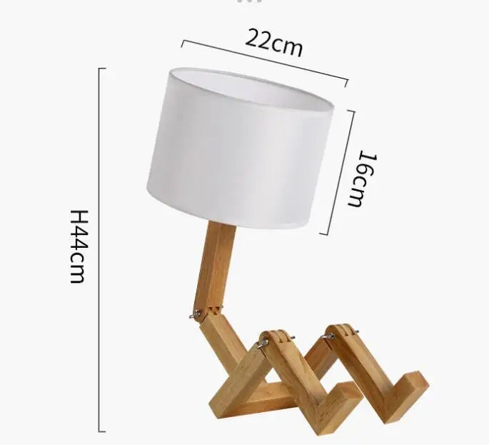 Brehn | Verspielte Roboter Tischlampe - hergestellt aus nachhaltigem Holz für kreative Räume