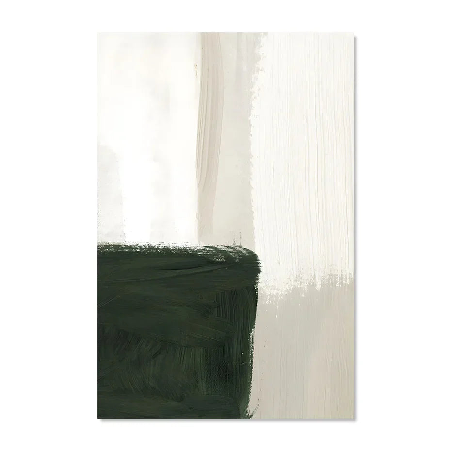 Moderne abstrakte grün beige weiße Pinselstrich Leinwanddrucke nordische Wandkunst für zeitgenössische Wohnzimmer Wohnkultur Kunstwerk | Brehn