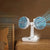 Brehn | Verstellbarer Doppelkopf Tragbarer Tischventilator Nachttischlampe