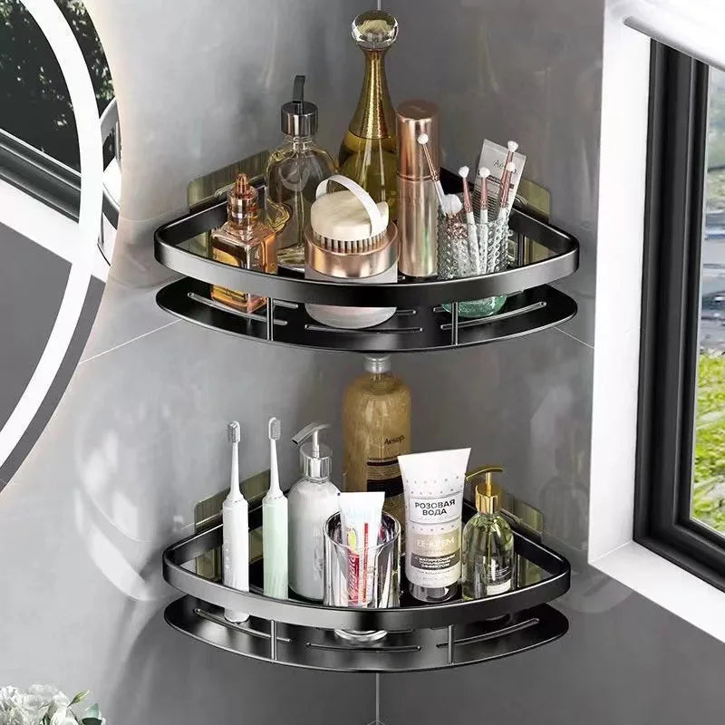 Eckhalter Aluminium Wandregal – Platzsparender Badorganisator Ohne Bohren | Brehn