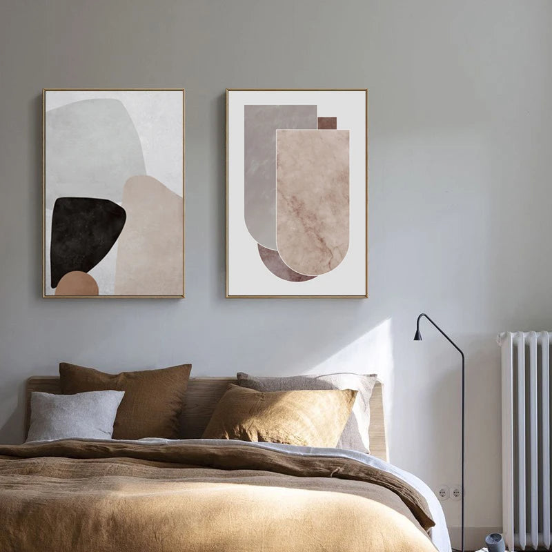 Skandinavische abstrakte graue rosa Granit Wandkunst Fine Art Leinwanddrucke Bilder für moderne Wohnung Wohnzimmer Schlafzimmer Kunstdekoration | Brehn