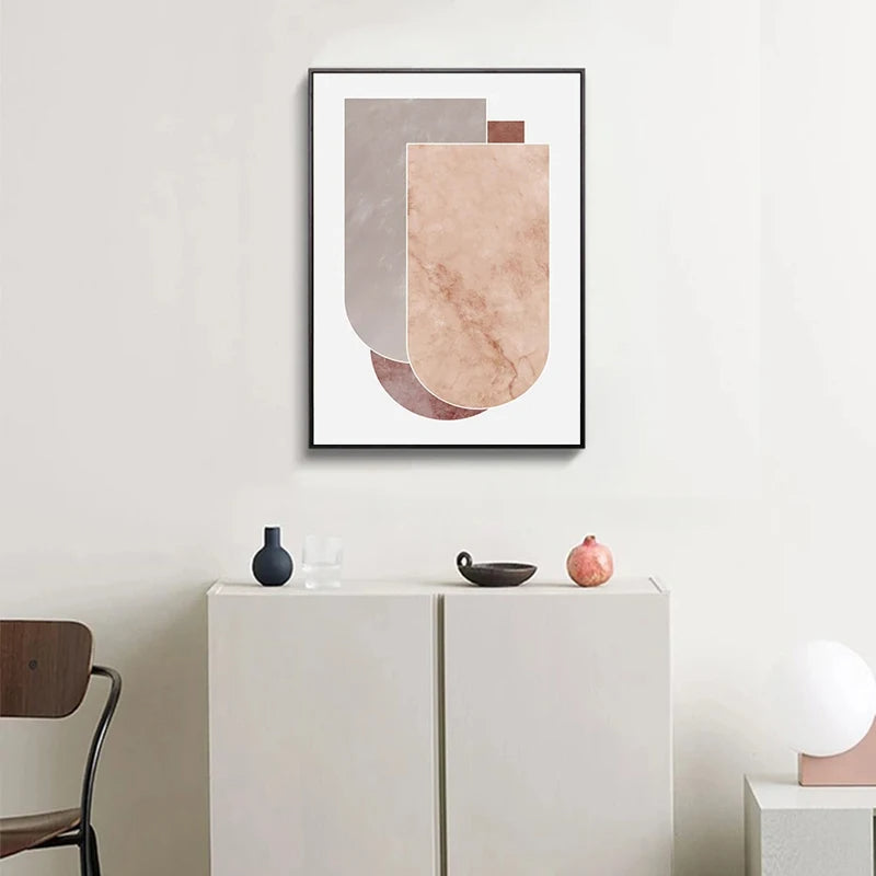 Skandinavische abstrakte graue rosa Granit Wandkunst Fine Art Leinwanddrucke Bilder für moderne Wohnung Wohnzimmer Schlafzimmer Kunstdekoration | Brehn