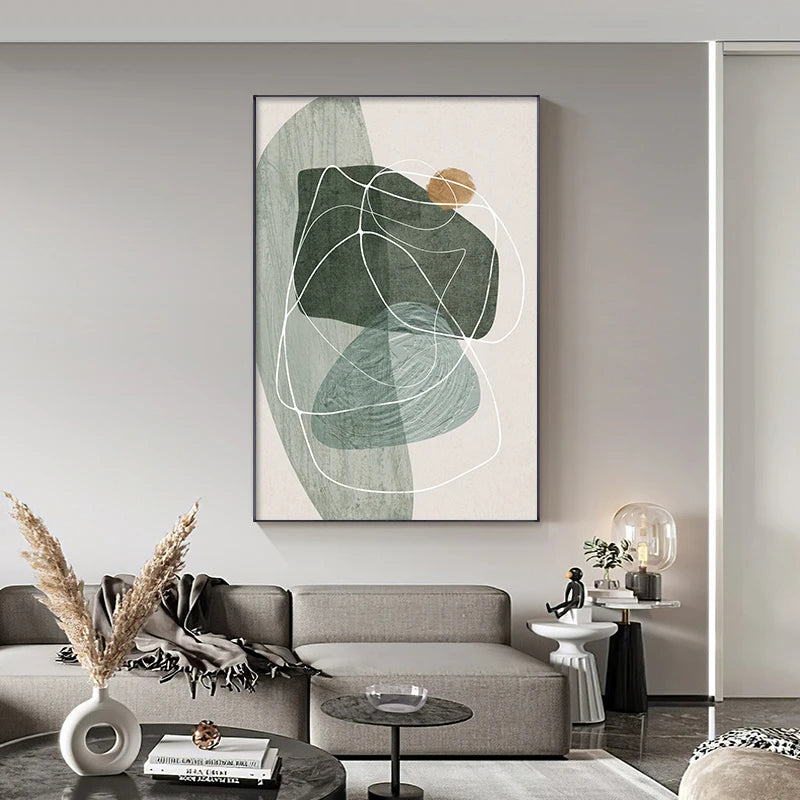 Skandinavische abstrakte Form Linien & Formen Wandkunst Fine Art Leinwanddrucke Neutrales Farbschema Bilder für moderne Wohnzimmerdekoration | Brehn