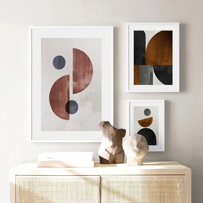 Skandinavische Minimalistische Geometrische Dunkle Neutrale Farben Wandkunst Fine Art Leinwanddrucken Moderne Abstrakte Bilder Für Wohnzimmer Wohnkultur | Brehn