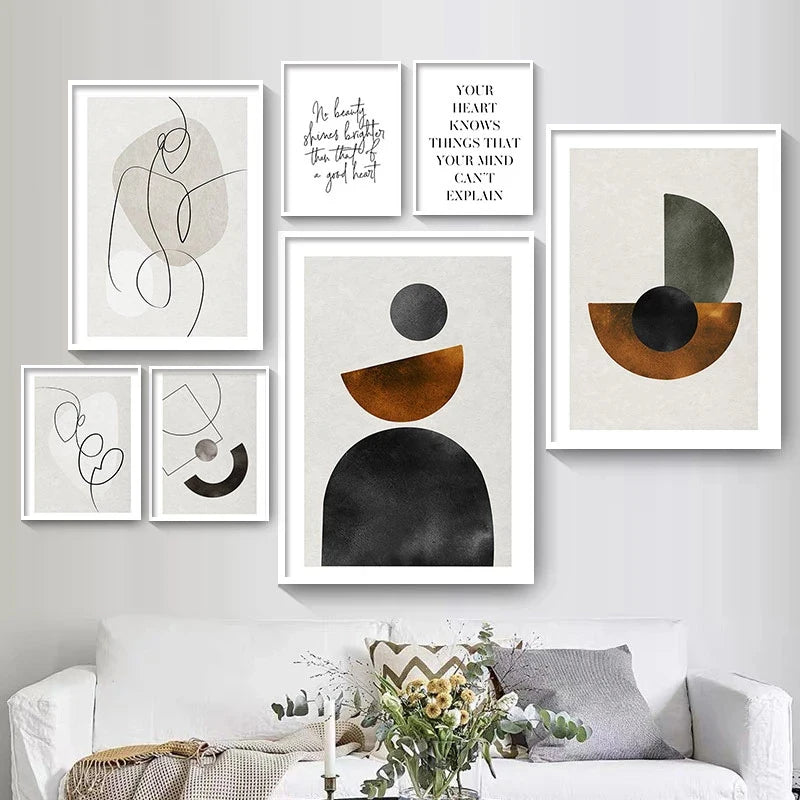 Skandinavische Minimalistische Geometrische Dunkle Neutrale Farben Wandkunst Fine Art Leinwanddrucken Moderne Abstrakte Bilder Für Wohnzimmer Wohnkultur | Brehn