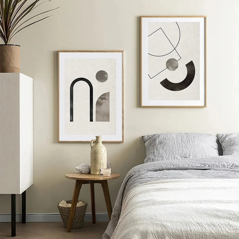 Skandinavische Minimalistische Geometrische Dunkle Neutrale Farben Wandkunst Fine Art Leinwanddrucken Moderne Abstrakte Bilder Für Wohnzimmer Wohnkultur | Brehn